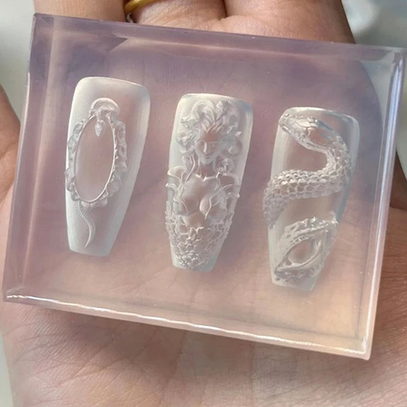 3D Snake Silicone Nail Art Carving Mold | DIY Nail Design Silicone Nail Mold QXL