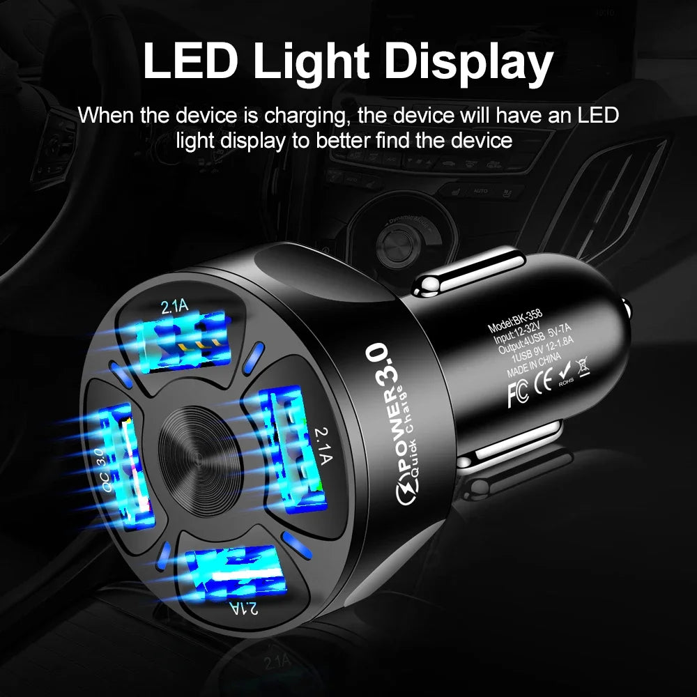 48W 4-Port USB Car Charger | Fast Charging Adapter for Phone Car USB Charger QXL