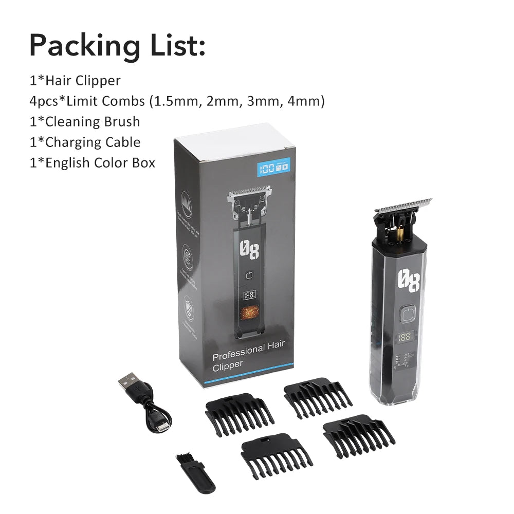 Ms.Dear Cordless Hair Clipper & Beard Trimmer | LED Display Cordless Hair Clipper QXL black