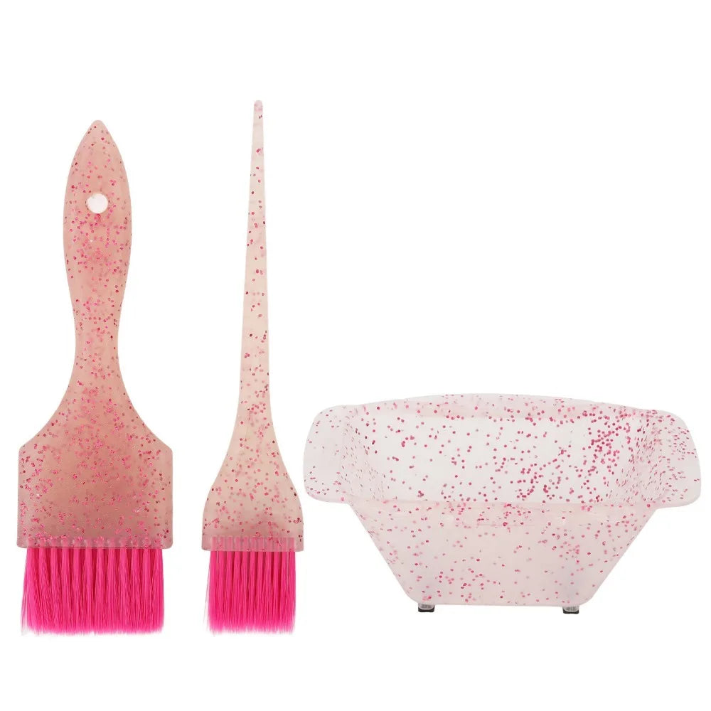 Pink Hair Dye Kit – Bowl, Pointed & Wide Brush Set | 3-Piece Hair Dye Brush Kit QXL A