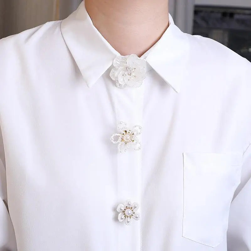 Pearl Rhinestone Button Covers | DIY Alloy Shirt Accessories Button Covers QXL