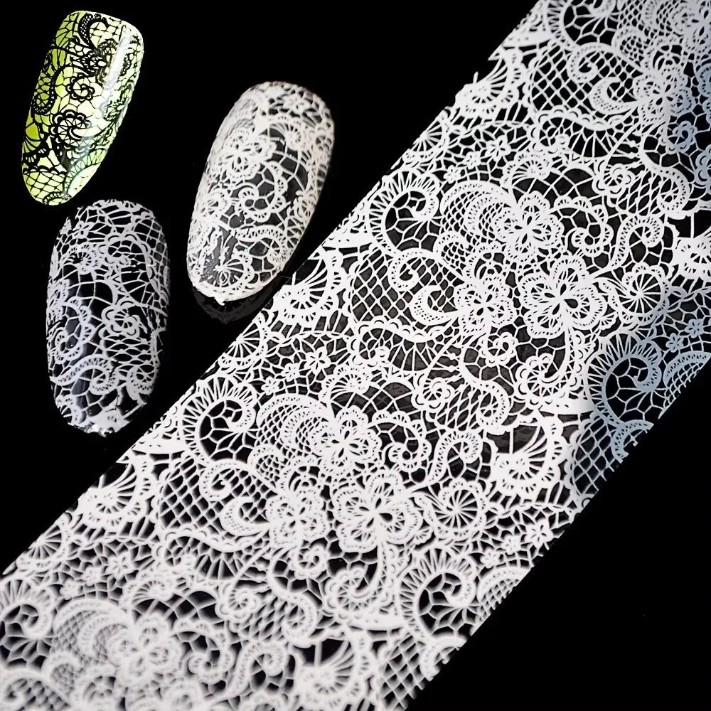 Lace & Leopard Print Nail Foil Stickers | DIY Nail Art Nail Art Foil Stickers QXL