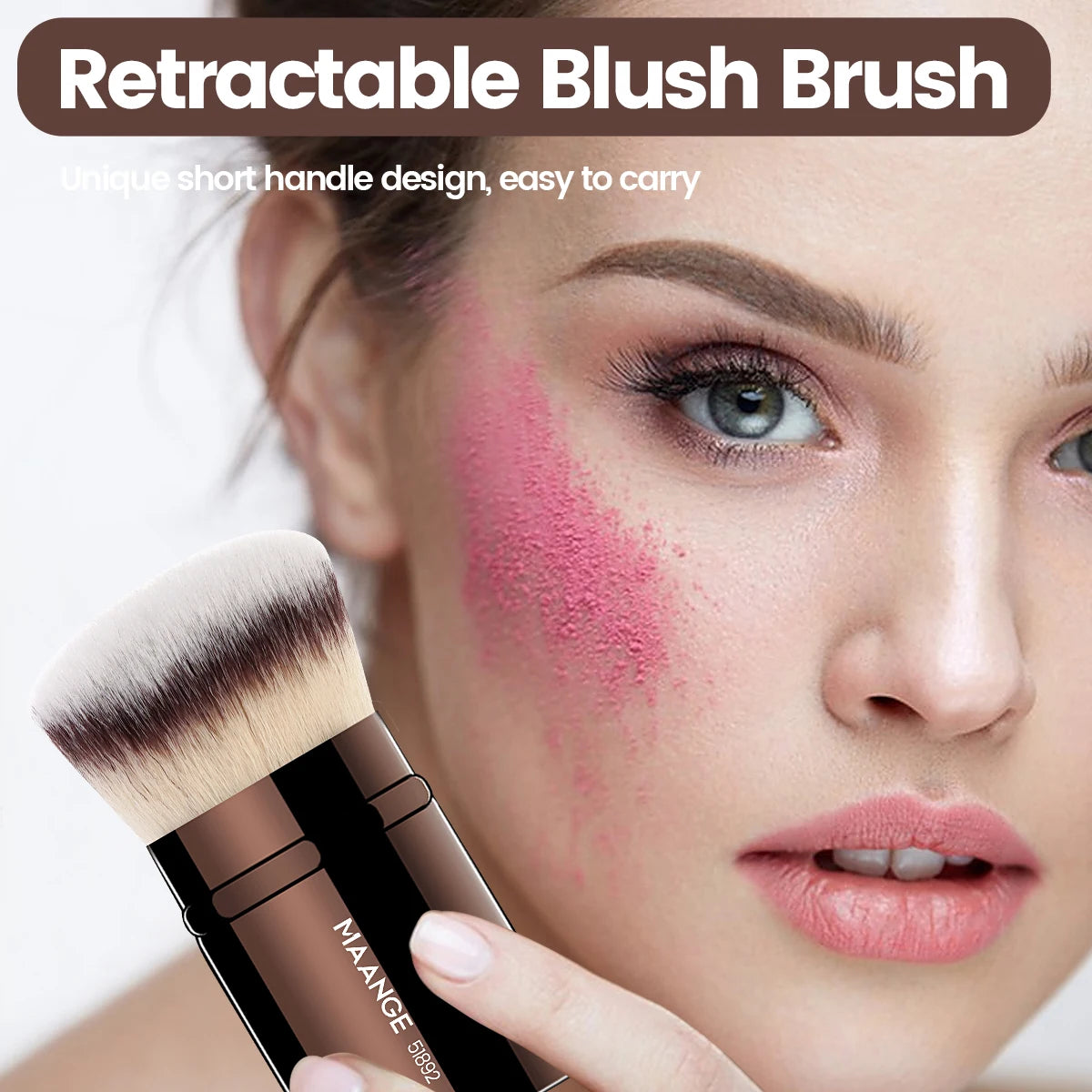 MAANGE Retractable Kabuki Brush – Blush, Powder & Contour Kabuki Makeup Brush QXL