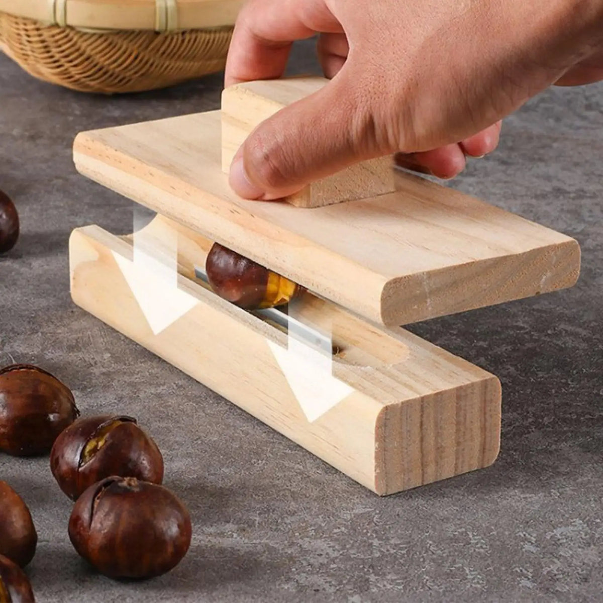 Heavy-Duty Wooden Nut Cracker & Chestnut Opener Tool Nut Cracker Tool QXL