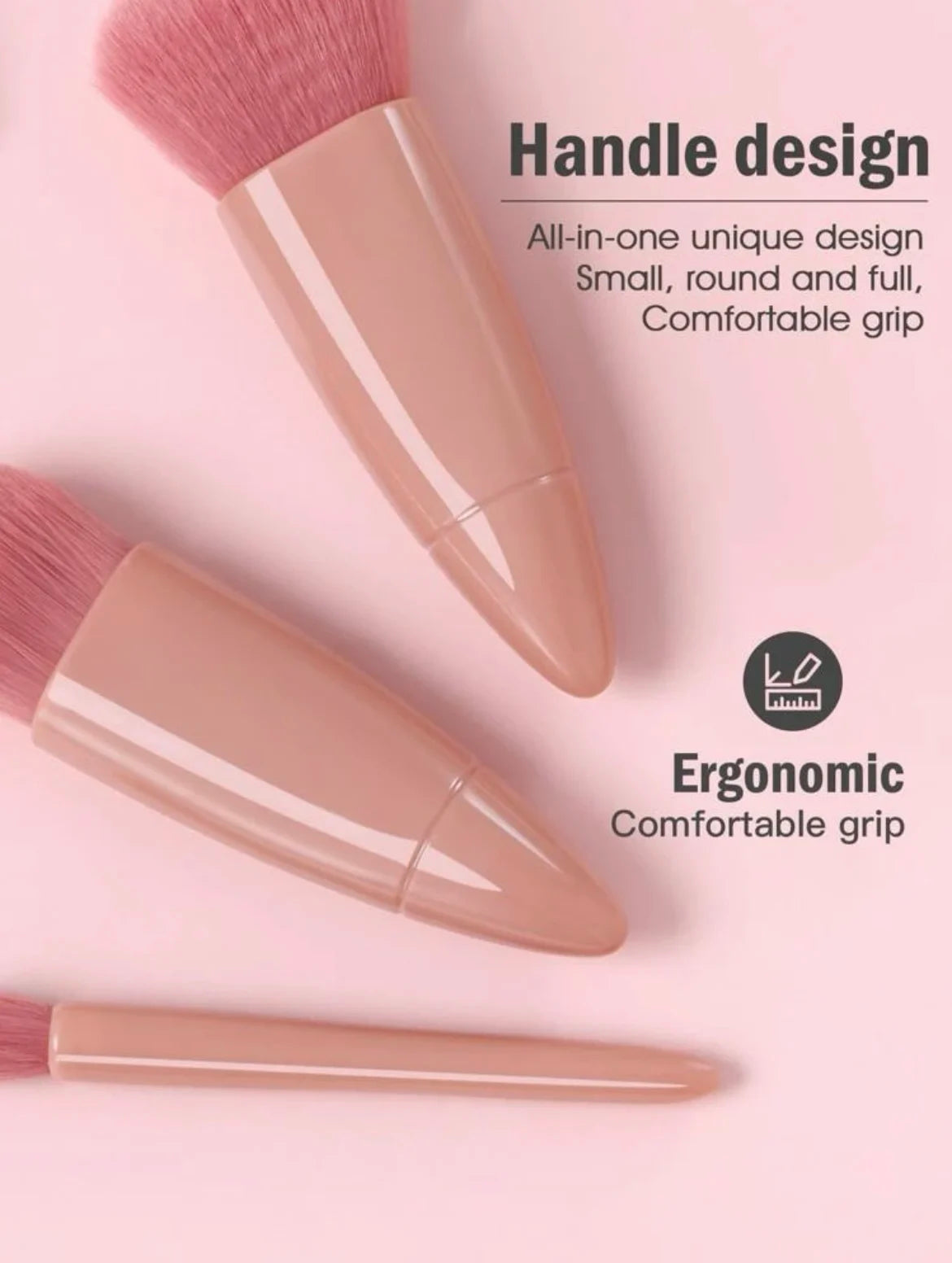 Portable Makeup Mirror & 5-Piece Brush Set | Foldable Pocket Makeup Mirror & Brush Set QXL