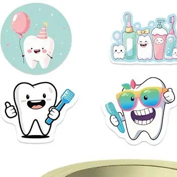 500 Cartoon Tooth Stickers Roll | Kids Dental Reward Stickers Reward Sticker Roll QXL