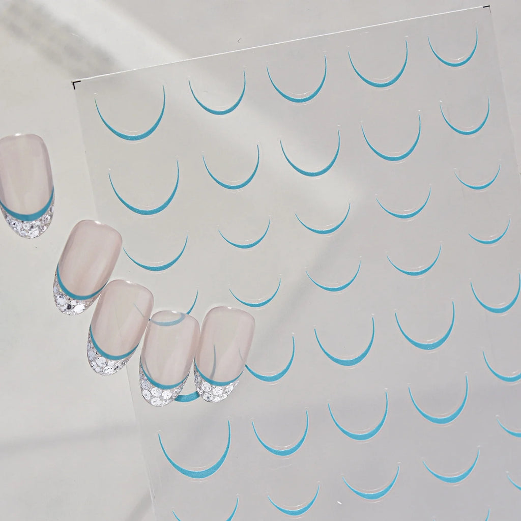 5D French Arc Nail Stickers | Crescent Moon Self-Adhesive Decals Nail Art Stickers QXL