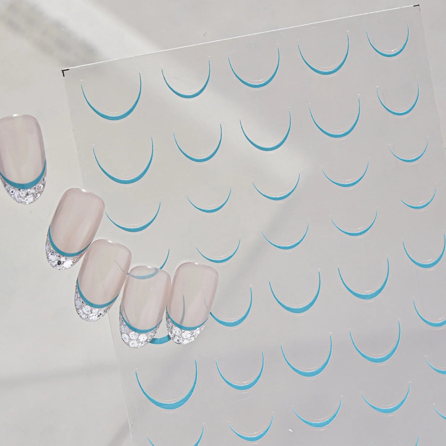 5D French Arc Nail Stickers | Crescent Moon Self-Adhesive Decals Nail Art Stickers QXL