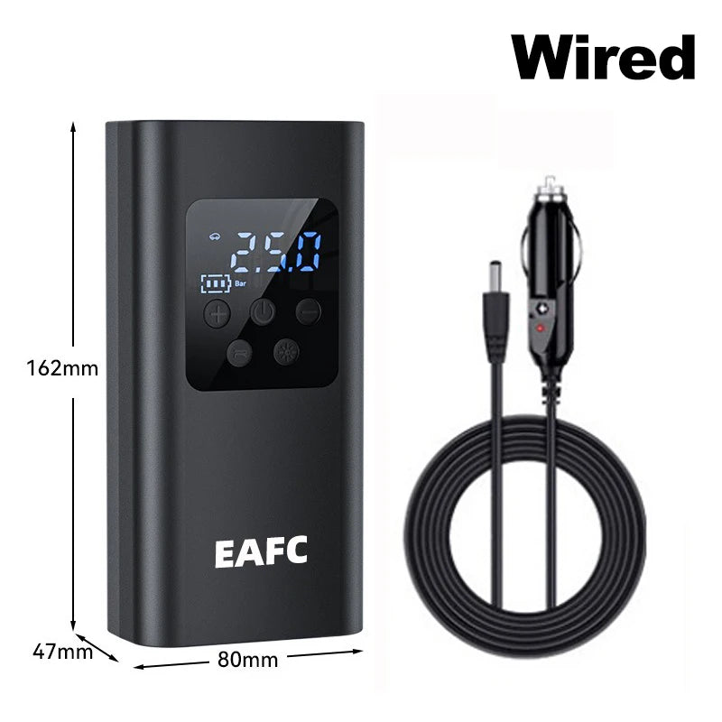EAFC Wireless & Wired Portable Tyre Inflator with LCD Display Tyre Inflator Pump QXL