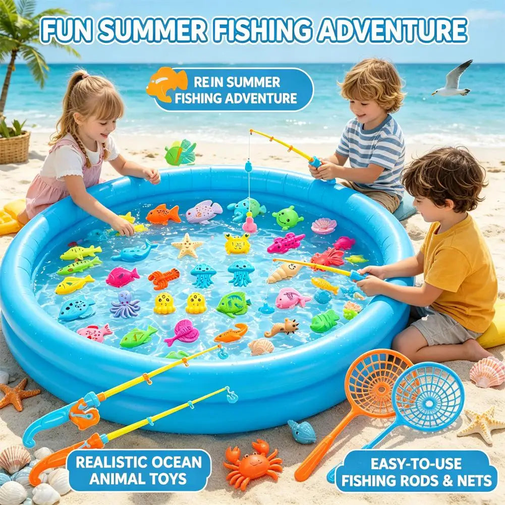Kids Magnetic Fishing Toy Set | Glow Fish Game Indoor Outdoor Kids Fishing Toy QXL