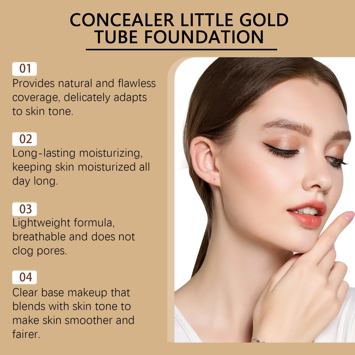 Eelhope 2-in-1 Gold Tube Foundation & Concealer 30ml Foundation Concealer QXL