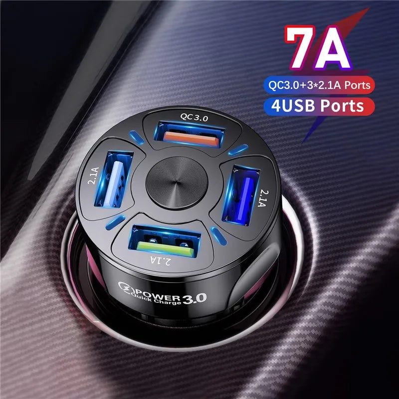 48W 4-Port USB Car Charger | Fast Charging Adapter for Phone Car USB Charger QXL