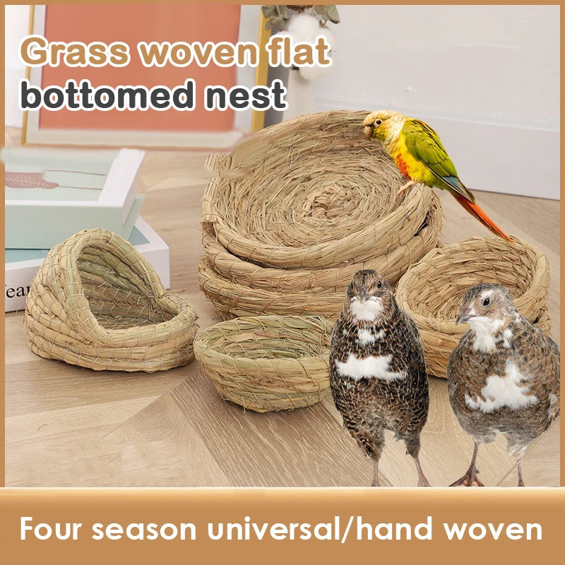 Hand-Woven Grass Bird Nest for Parrots, Finches & Small Birds Woven Bird Nest QXL