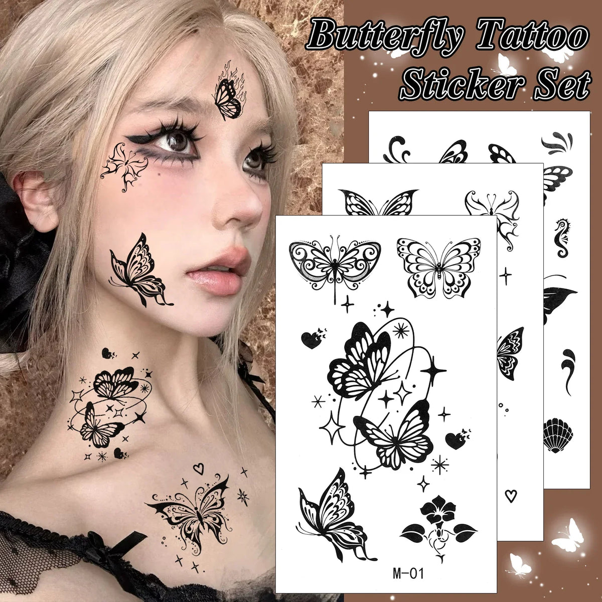 30-Pack Butterfly Flower Temporary Tattoos | Waterproof Transfer Temporary Tattoo Stickers QXL