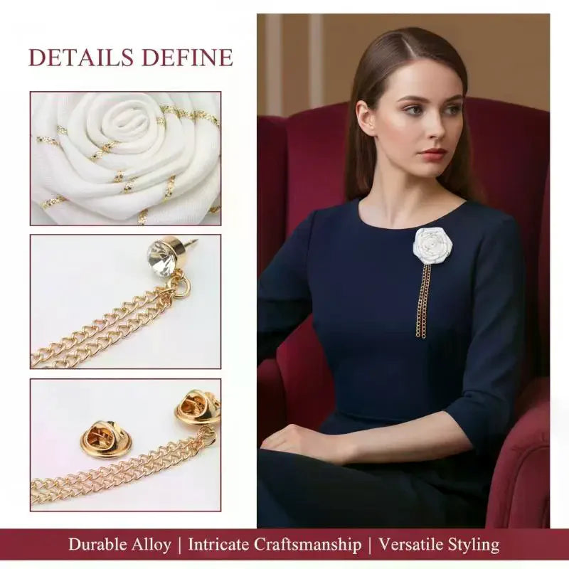 Handmade Rose Flower Brooch Lapel Pin | Groom Boutonniere Brooch Lapel Pin QXL
