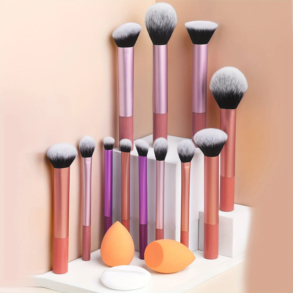 12-Piece Professional Makeup Brush Set | Blenders & Puff Makeup Brush Set QXL Clear