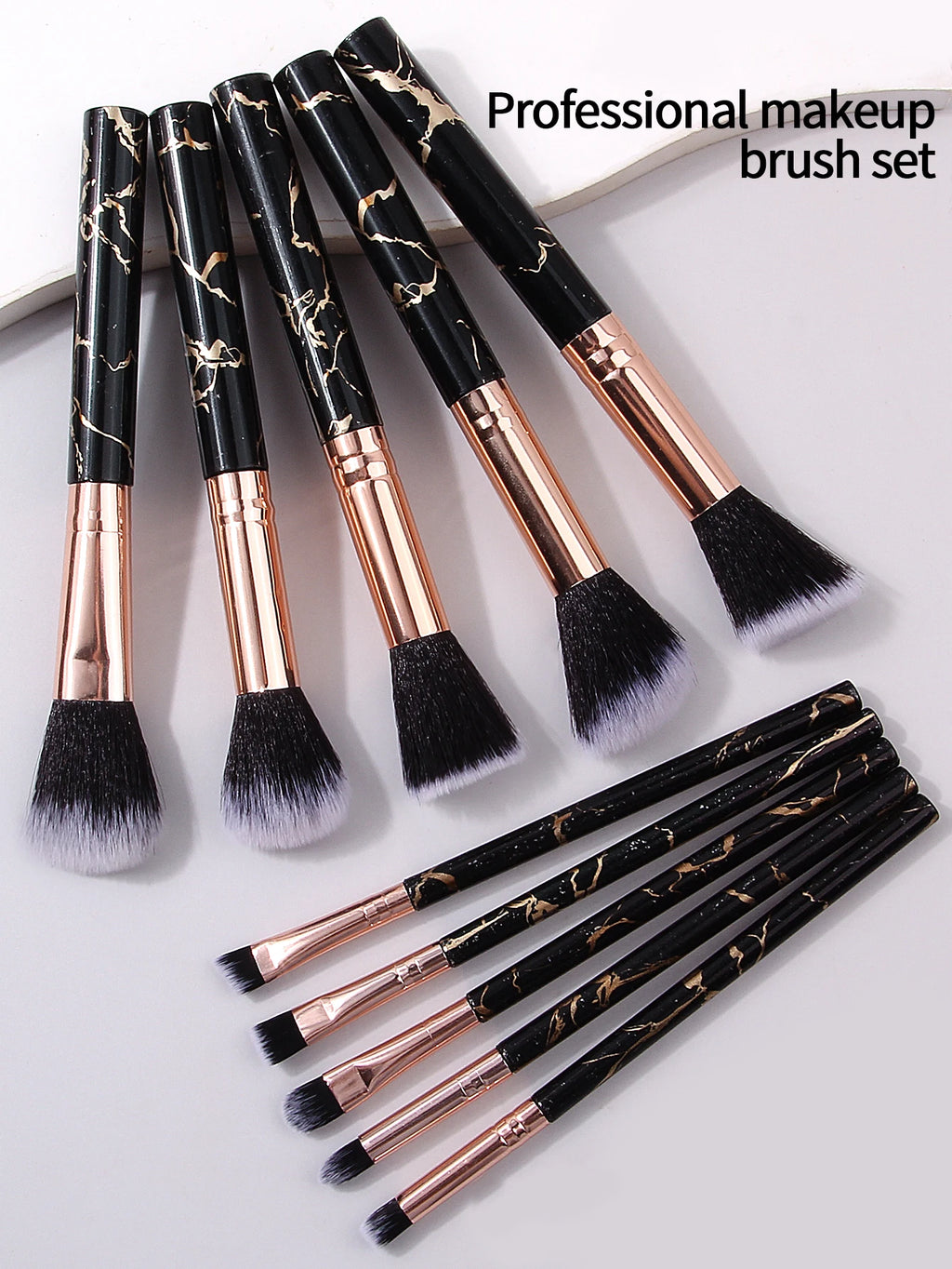 14-Pc Marble Makeup Brush Set with Powder Puff & Bag Makeup Brush Set QXL