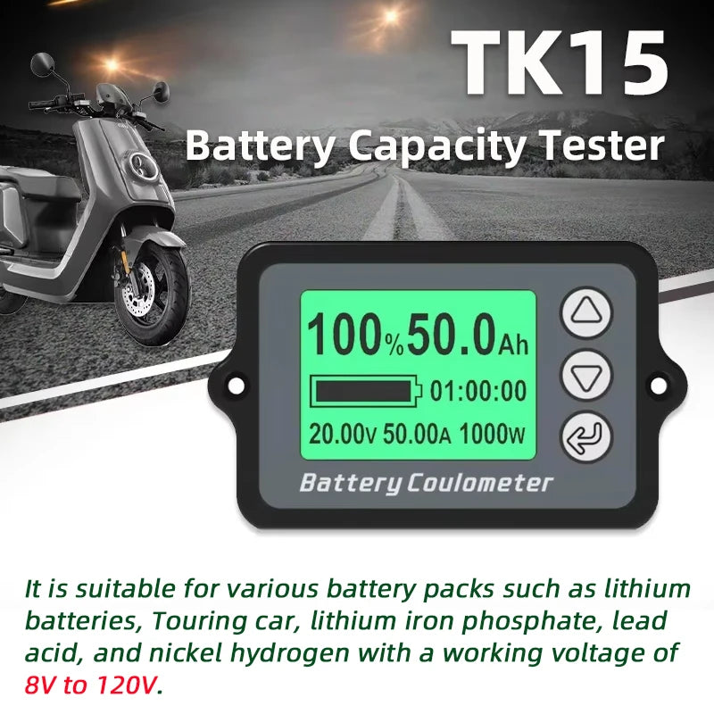 TK15 Battery Capacity Tester Coulometer DC 8–80V | Voltmeter Battery Capacity Tester QXL