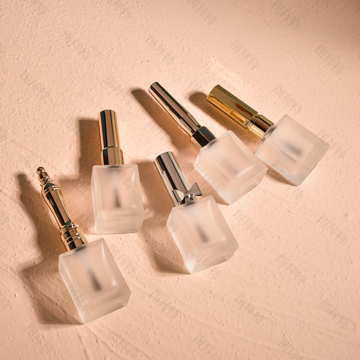 15ml Frosted Square Glass Nail Polish Bottle with Brush Nail Polish Bottle QXL