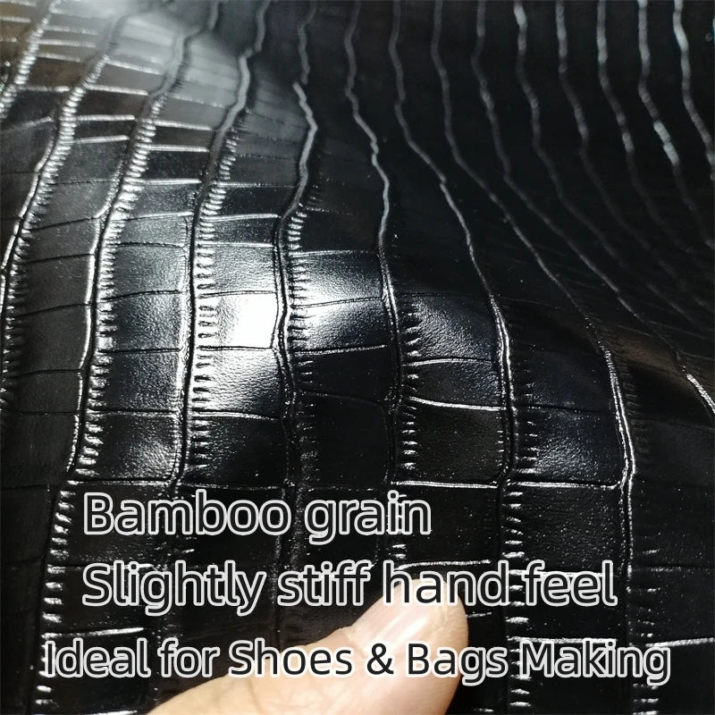 Black Bamboo Grain Sheepskin Leather 0.7/0.8mm | DIY Craft Leather Craft Fabric QXL