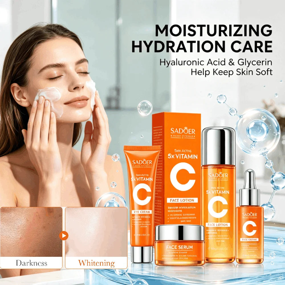 Sadoer 5-Pc Vitamin C & Niacinamide Skincare Set – Brighten & Firm Skincare Gift Set QXL