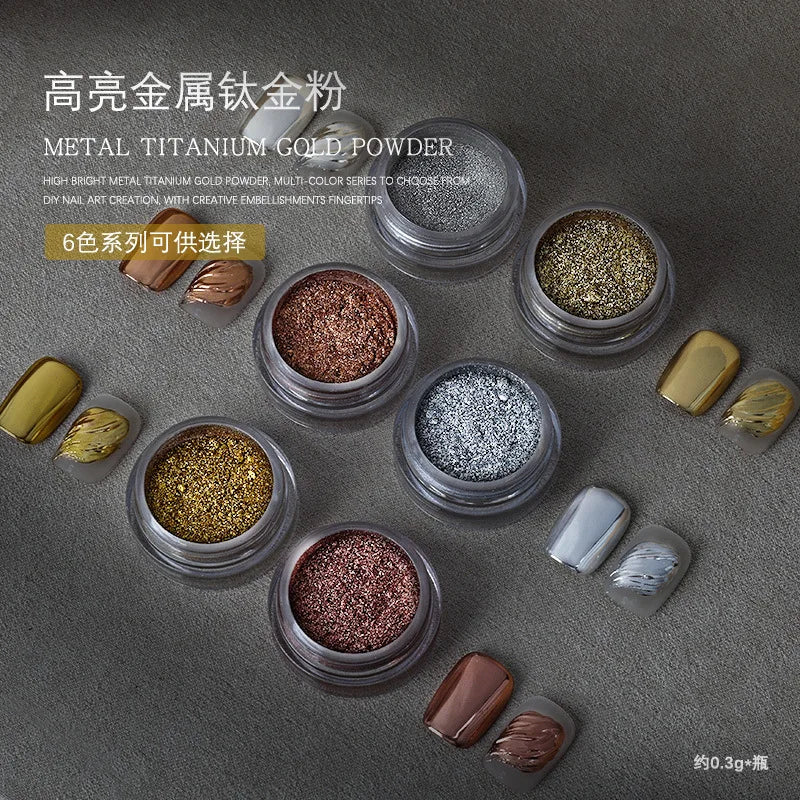 Mirror Chrome Nail Powder | Gold, Rose Gold & Silver Glitter Chrome Nail Powder QXL