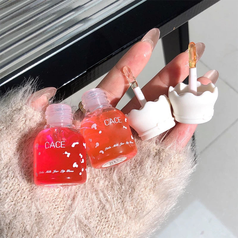 CACE Milk Jar Lip Oil Balm – Moisturizing Clear Lip Gloss Lip Oil Balm QXL