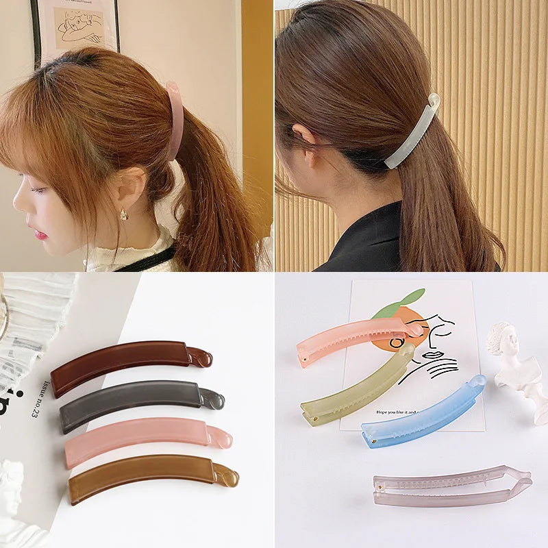 Frosted Banana Clip – Clear Ponytail Hair Claw Barrette Banana Hair Clip QXL