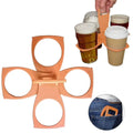 4-Cup Foldable Beverage Carrier | Portable Cup Holder Tray Beverage Cup Carrier QXL B 1PCS
