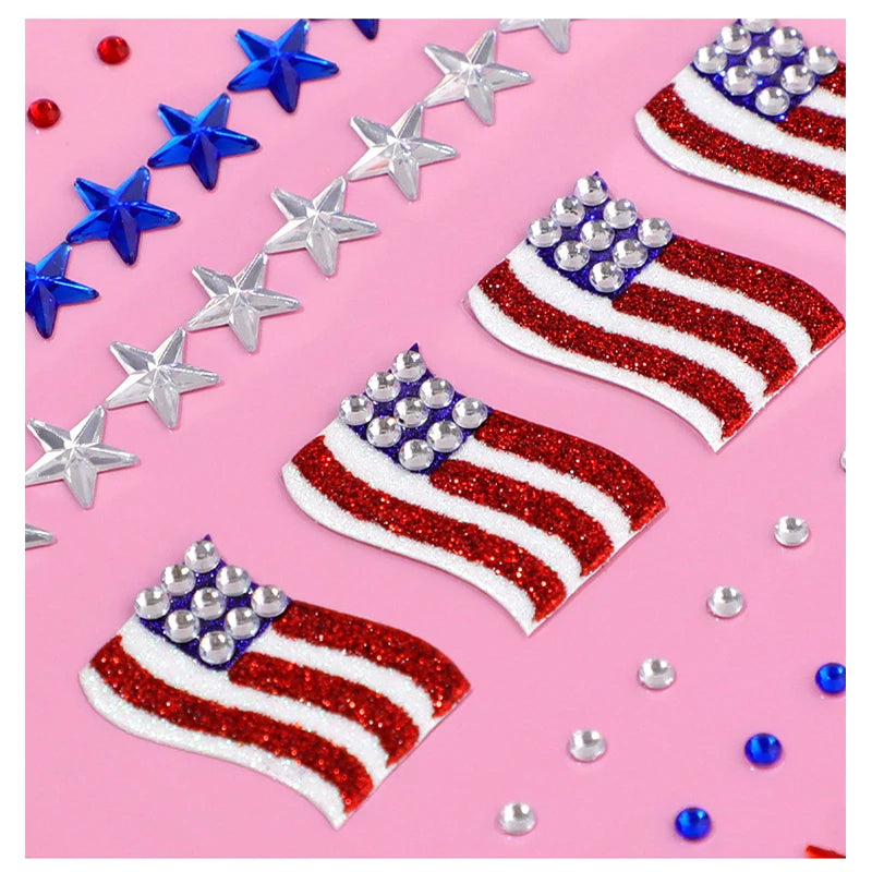 4th of July Gem Stickers – Red White Blue Star Temporary Tattoos Temporary Tattoo Stickers QXL