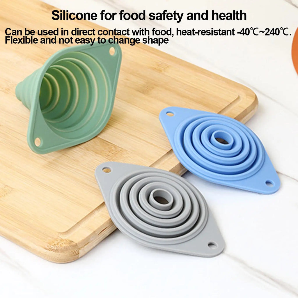 Collapsible Silicone Kitchen Funnel | Liquid & Powder Transfer Silicone Kitchen Funnel QXL