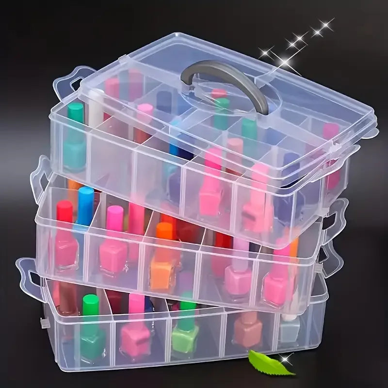 18-Compartment Stackable Jewelry Organizer Box | Clear Plastic Jewelry Organizer Box QXL
