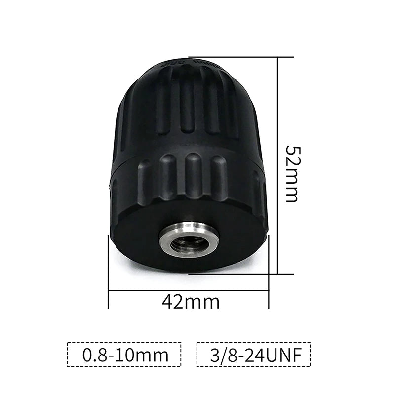 Keyless Drill Chuck 0.8–10mm | 3/8" 24UNF & 1/4" Hex Adapter Keyless Drill Chuck QXL