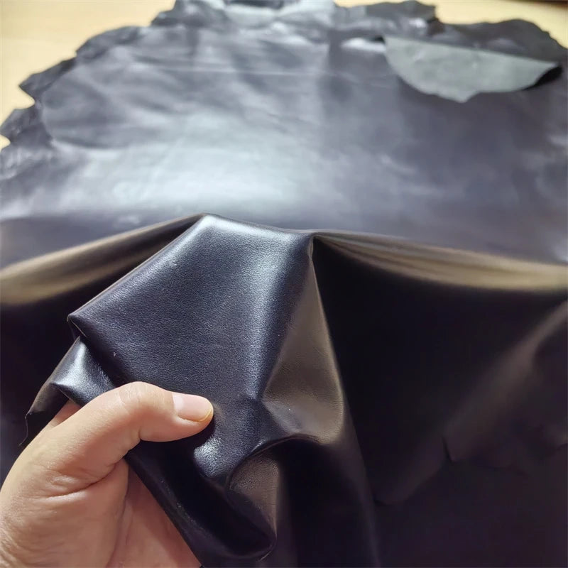 Black First Layer Sheepskin Leather 0.5–0.75mm | Whole Hide Leather Hide Fabric QXL