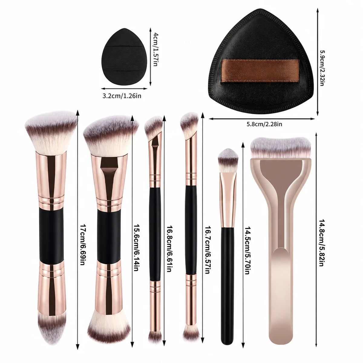 LUXEBLEND 9-Piece Makeup Brush Set – 6 Brushes & 3 Puffs Makeup Brush Set QXL
