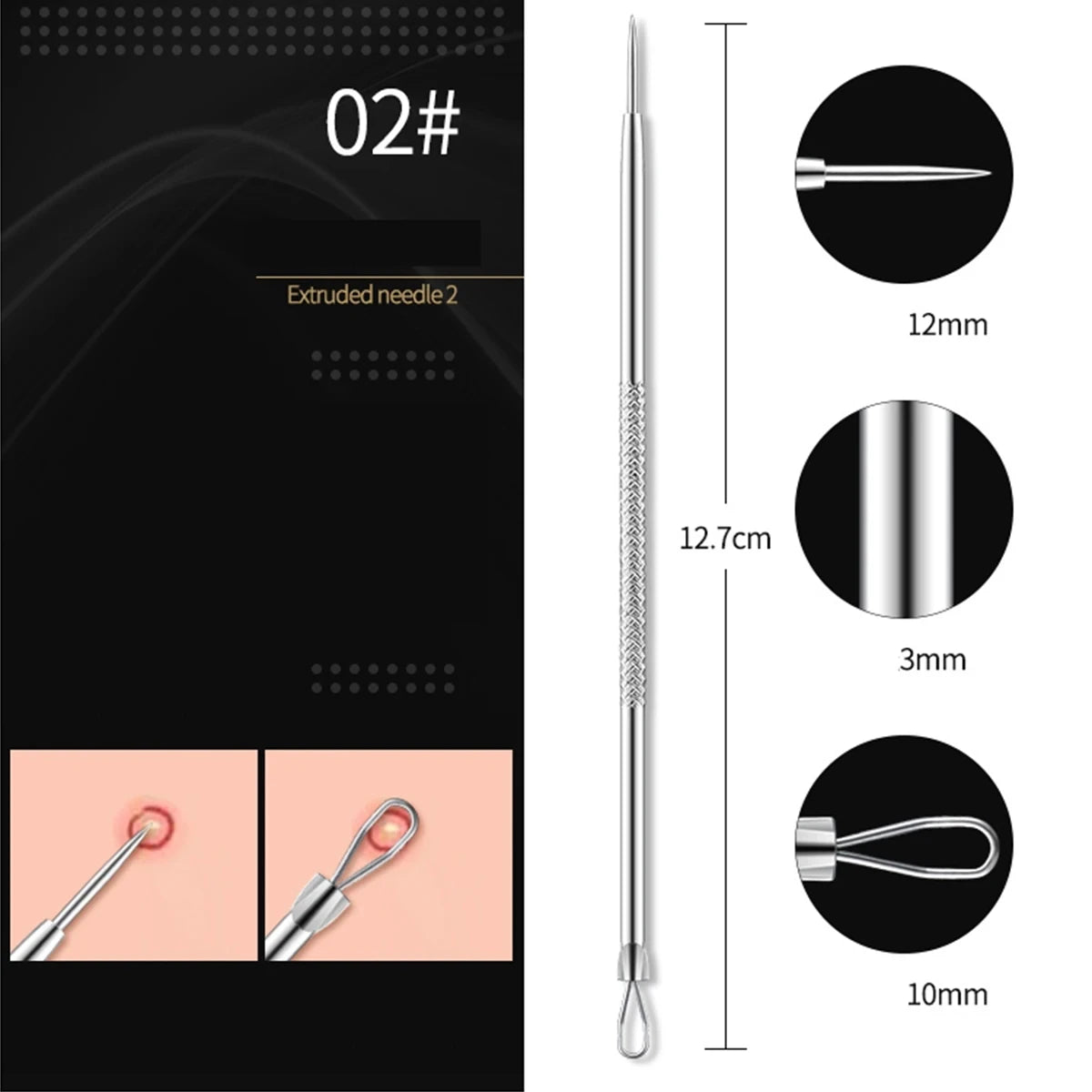 4-Piece Blackhead Extractor Tool Set | Stainless Steel Skin Care Blackhead Extractor Set QXL