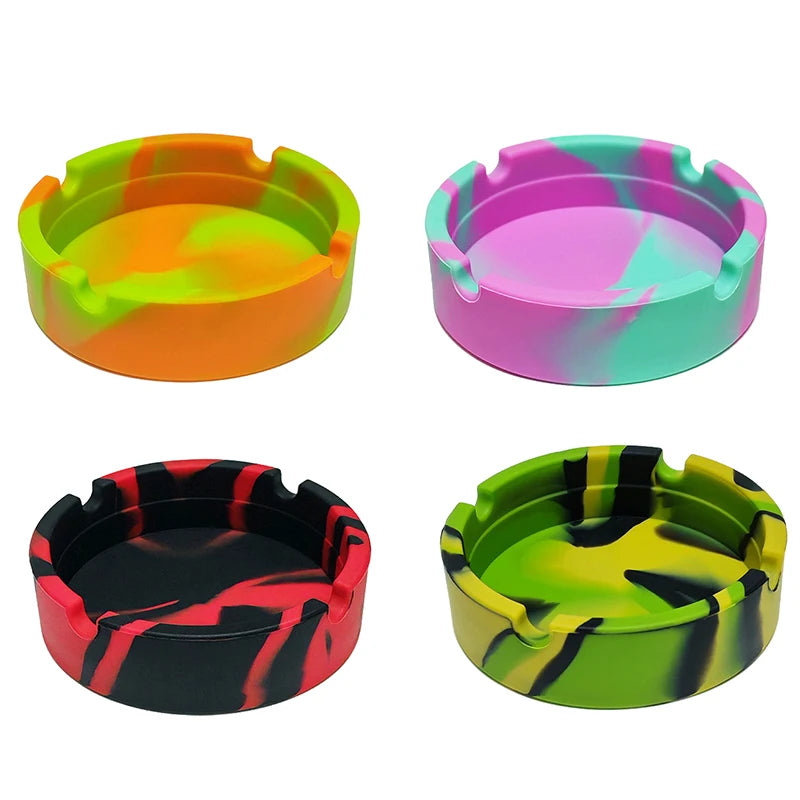 Portable Camouflage Silicone Ashtray | Anti-Slip Round Silicone Ashtray QXL