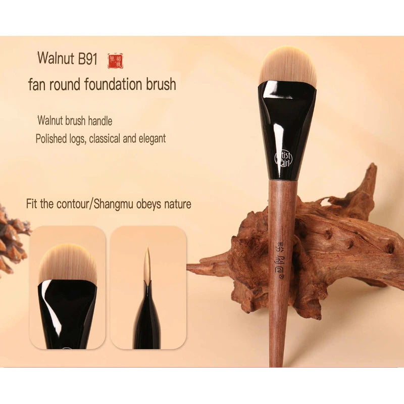 Painter's Walnut B91 Flat Round Foundation Brush | Pro Makeup Foundation Makeup Brush QXL