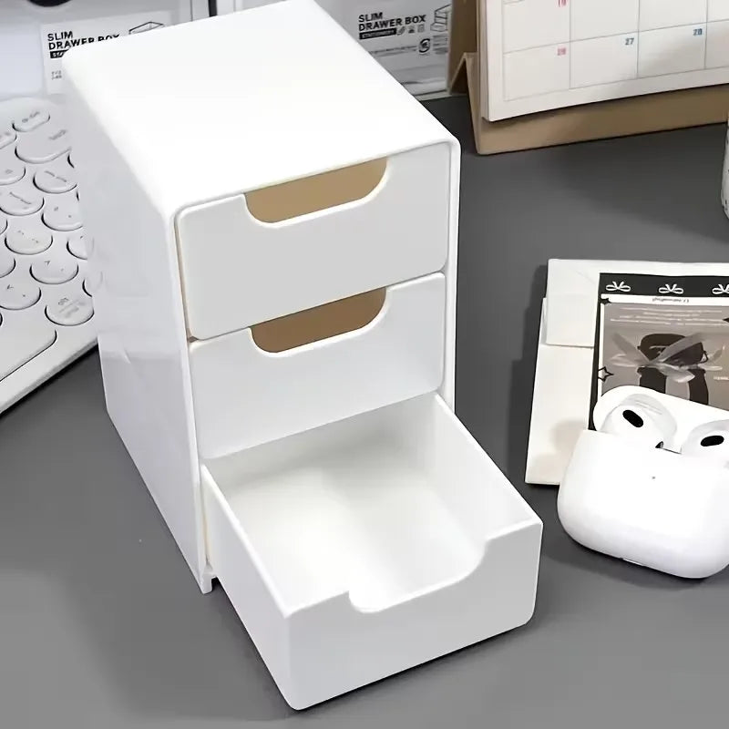 3-Compartment Stackable Drawer Storage Box | Desk Organizer Drawer Storage Box QXL
