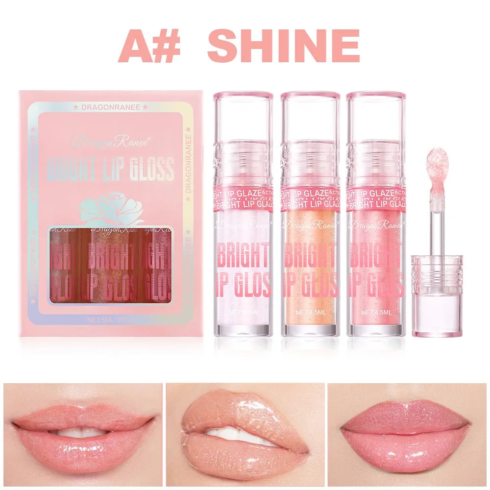 Dragon Ranee 3-Pc Glossy Lip Gloss Set | Pearlescent & Moisturizing Lip Gloss Set QXL