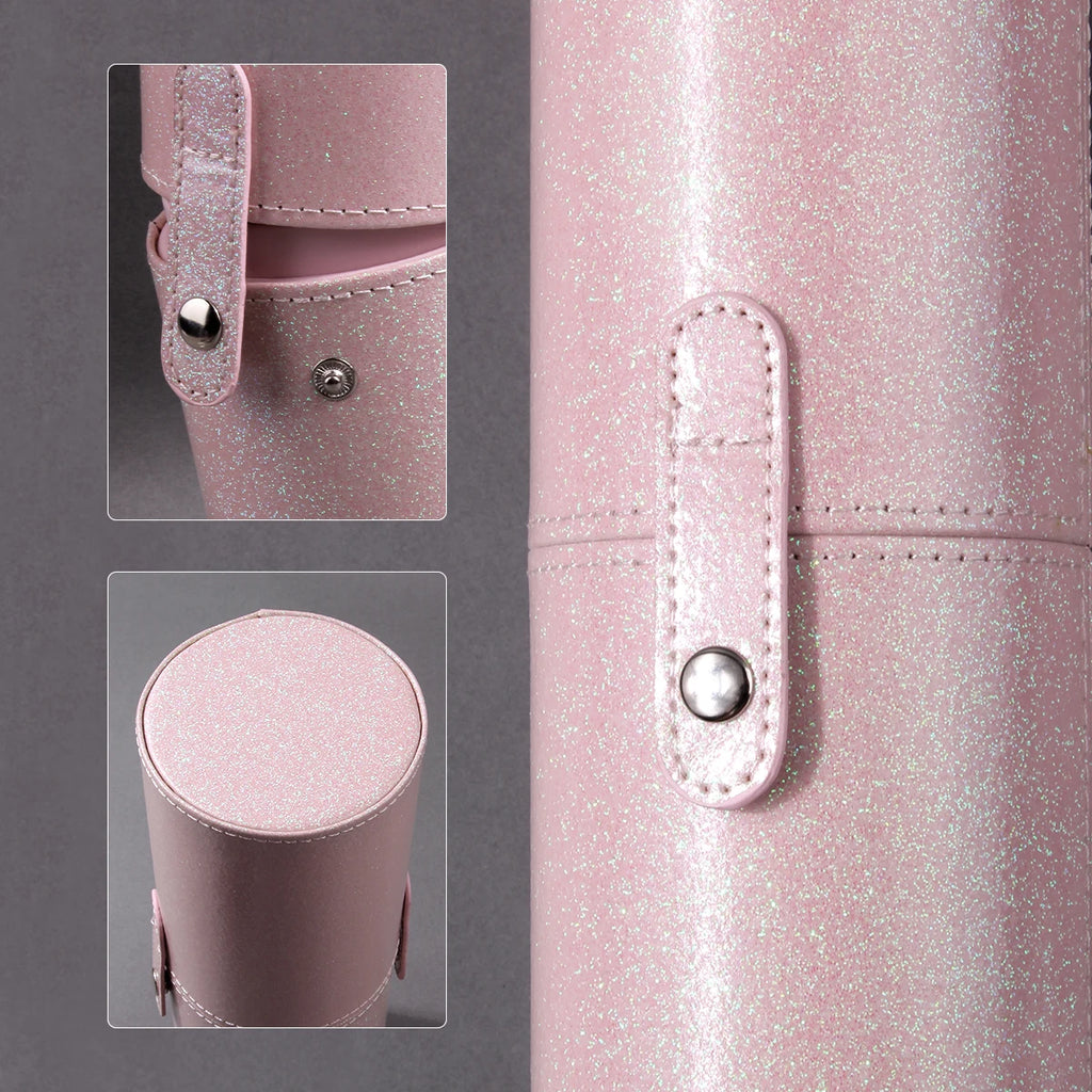 Glitter Pink Makeup Brush Holder | Cylinder Organizer 23cm Makeup Brush Holder QXL