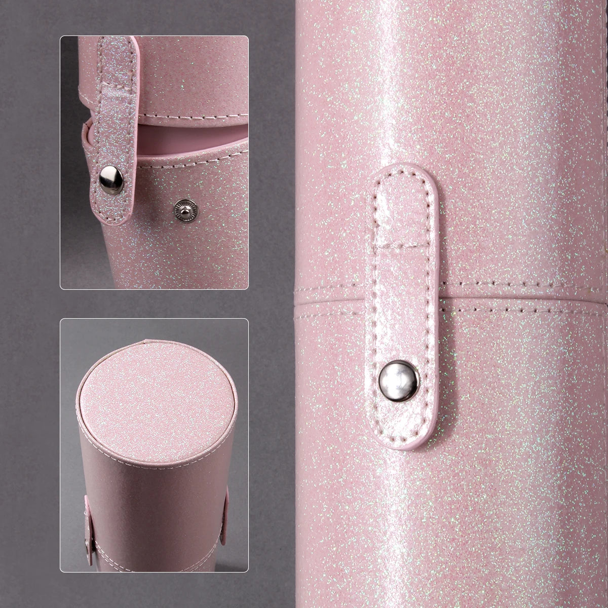 Glitter Pink Makeup Brush Holder | Cylinder Storage Bucket Makeup Brush Holder QXL