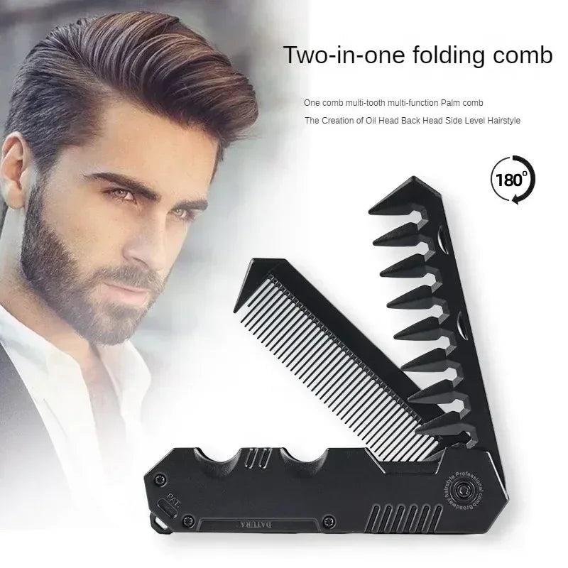 Men's Folding Pocket Comb | Wide & Fine Tooth Hair & Beard Folding Pocket Comb QXL