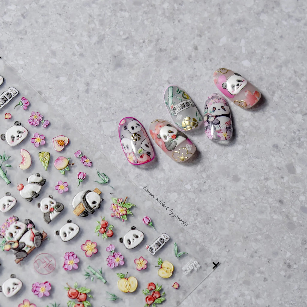 5D Chinese Style Nail Stickers – Panda, Floral & Fruit Art Nail Art Stickers QXL