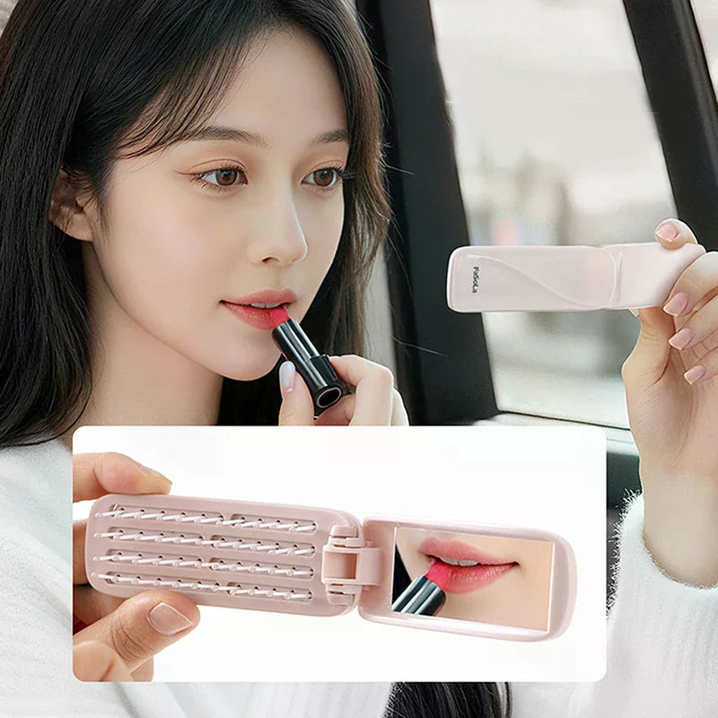 Folding Hair Brush Comb with Mirror | Anti-Static Travel Comb Folding Travel Comb QXL