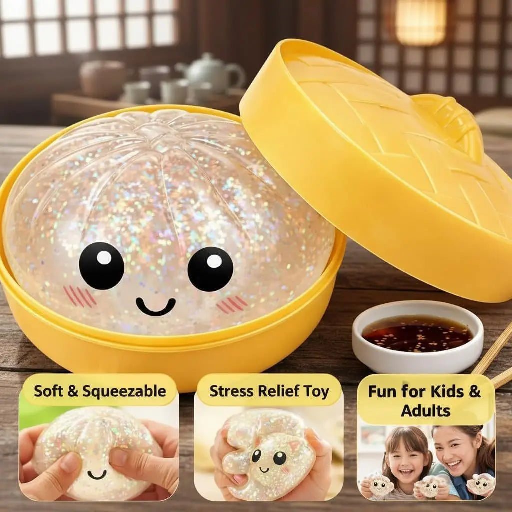 Steamed Bun Squish Fidget Toy | Glitter Sensory Squeeze Squish Fidget Toy QXL
