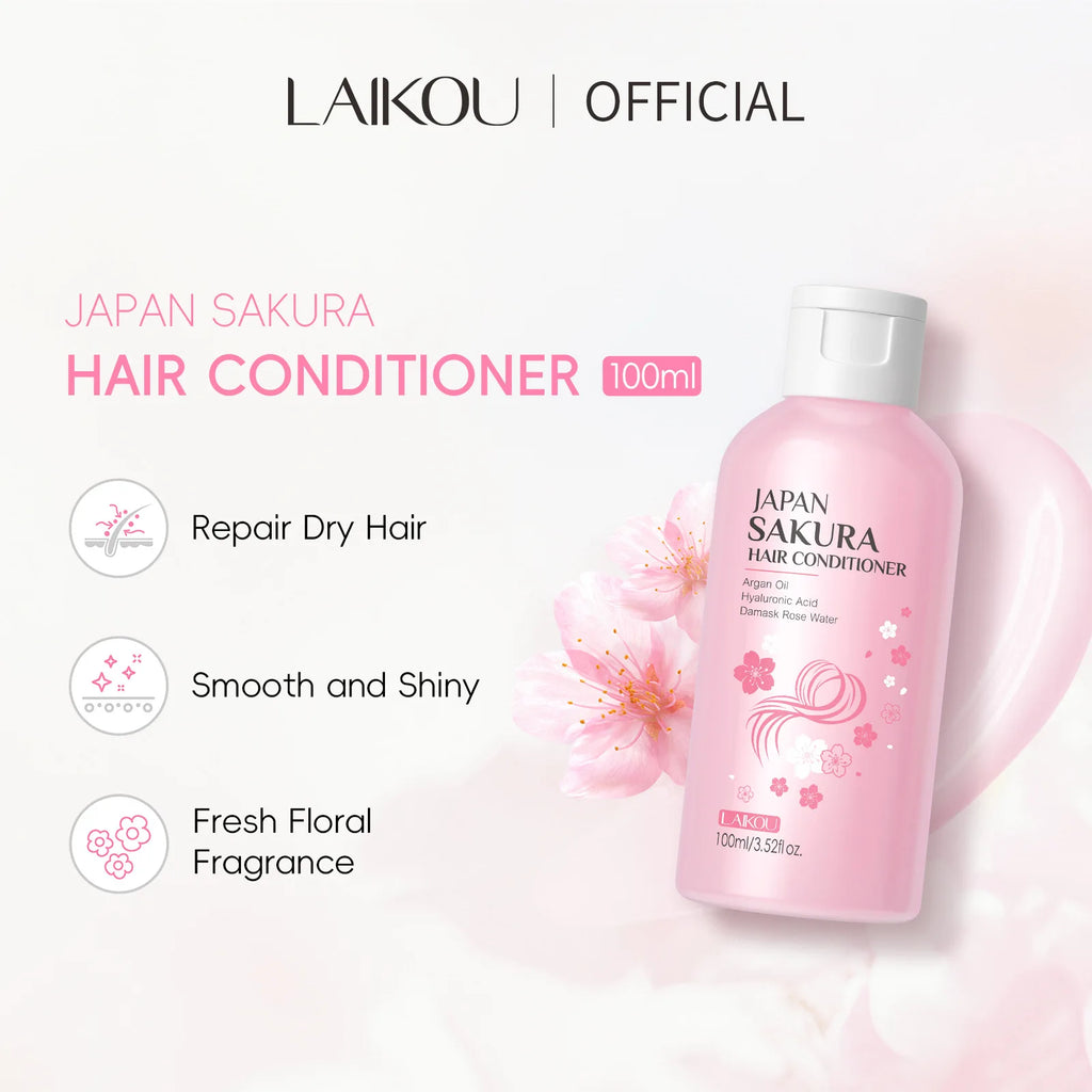 LAIKOU Sakura Shampoo & Conditioner – Cherry Blossom 200ml Shampoo & Conditioner QXL