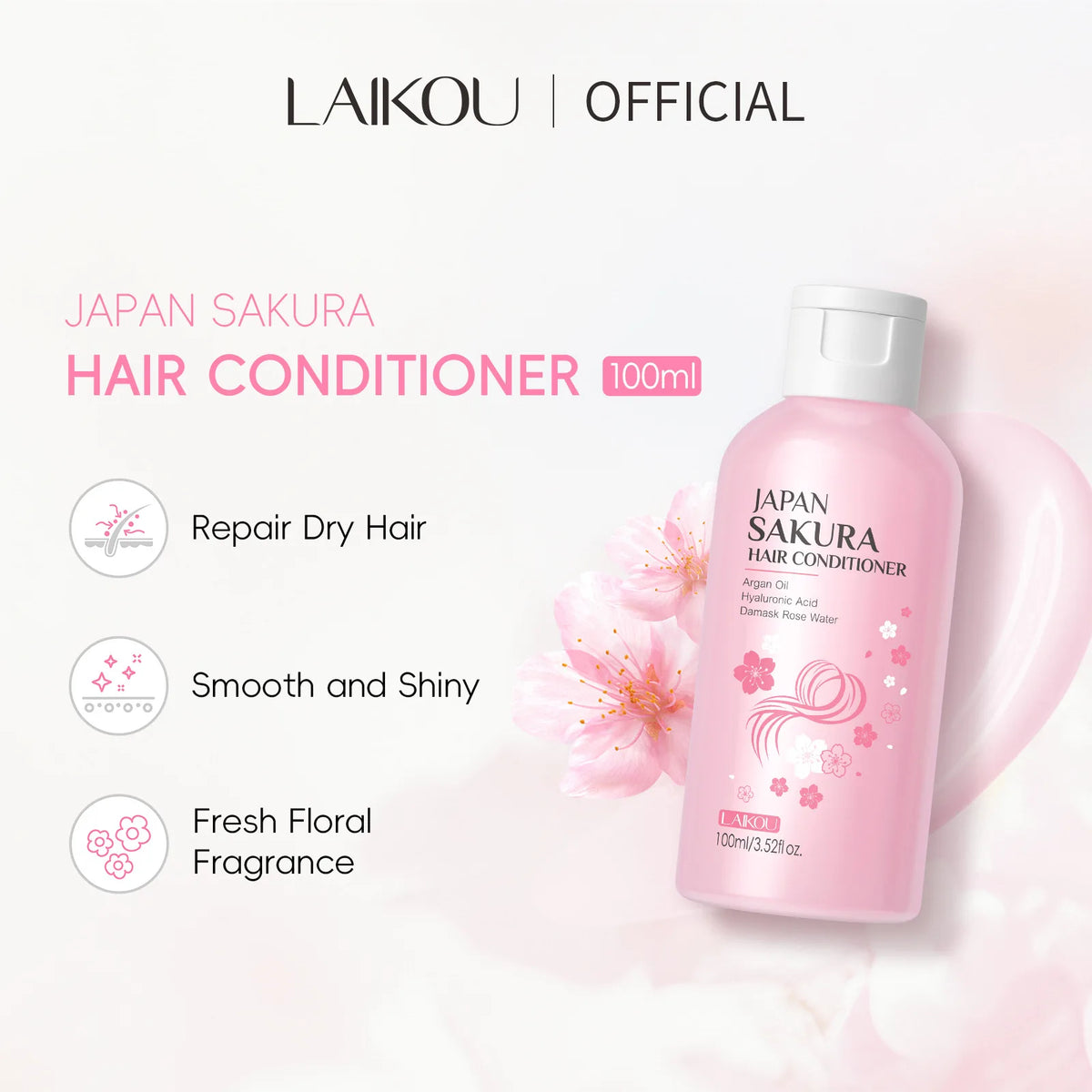 LAIKOU Sakura Shampoo & Conditioner – Cherry Blossom 200ml Shampoo & Conditioner QXL