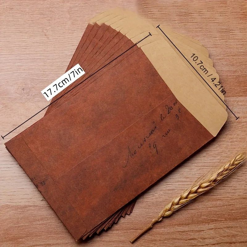 Vintage Kraft Paper Envelopes & Letter Paper Set – 10+20 Pcs Stationery Set QXL