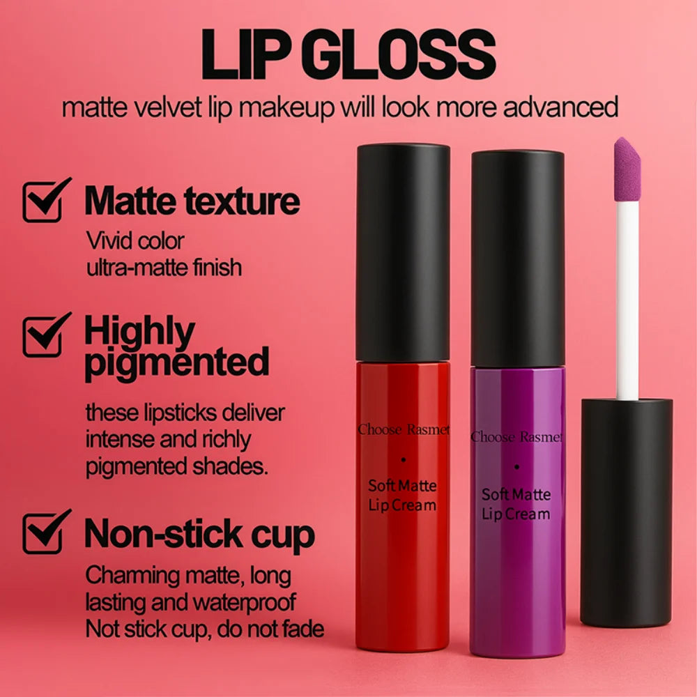 QIBEST Velvet Matte Liquid Lipstick | Long-Lasting Lip Gloss Matte Liquid Lipstick QXL